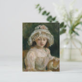Young Girl mit Hut | Berthe Morisot Postkarte (Stehend Vorderseite)