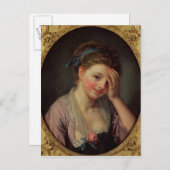 Young Girl mit Rose Postkarte (Vorne/Hinten)