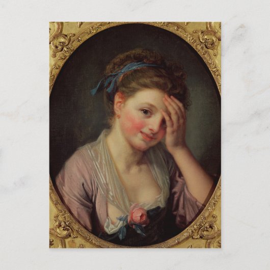 Young Girl mit Rose Postkarte (Vorderseite)