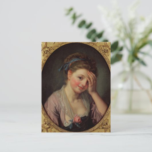 Young Girl mit Rose Postkarte (Stehend Vorderseite)