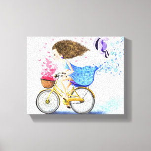 Young Girl on a Bike Canvas Print Liebe - Malerei Leinwanddruck