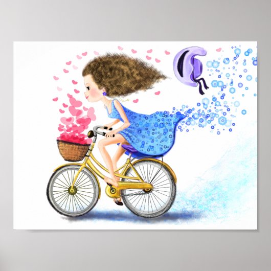 Young Girl on a Bike Poster Liebe Hört (Vorne)