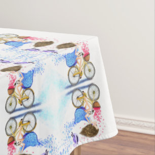 Young Girl on a Bike Tablecloge Romantische Liebe Tischdecke