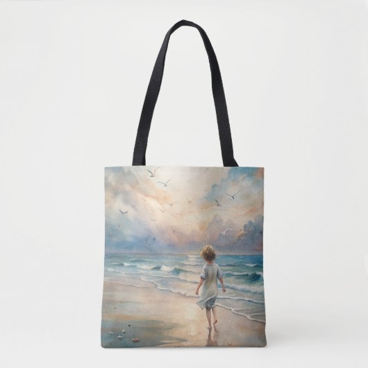 Young Girl on Beach Tasche (Vorderseite)