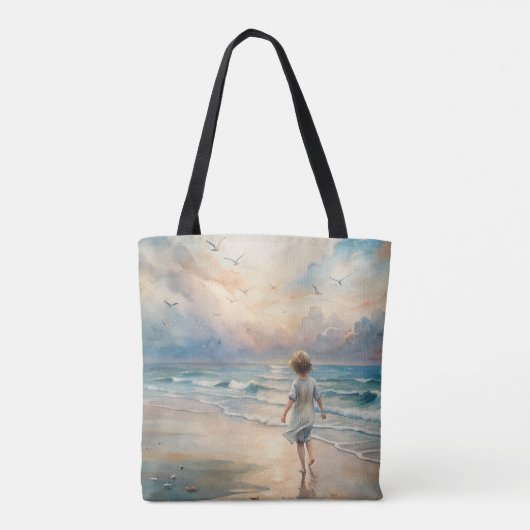 Young Girl on Beach Tasche (Rückseite)