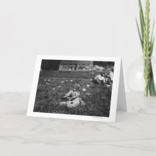 Young Girl Picking Cranberries Photograph Karte