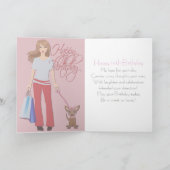 Young Girl & Pup Happy Birthday Karte (Innenseite)