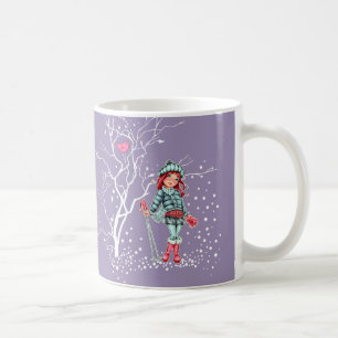 Young Girl Skier Individuelle Name Weihnachtsges Kaffeetasse