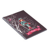 Young Girl Skier | Individuelle Name Weihnachtsges Notizblock (Rechte Seite)