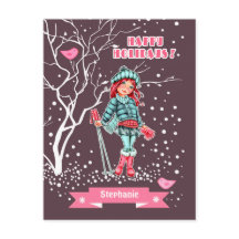 Young Girl Skier | Weihnachten im Individuelle Nam