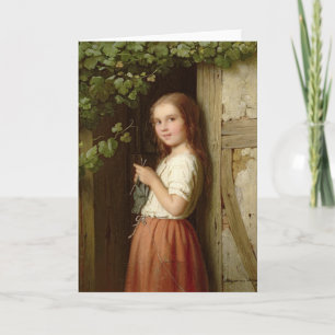 Young Girl Standing in a Doorway Knitting, 1863 Karte