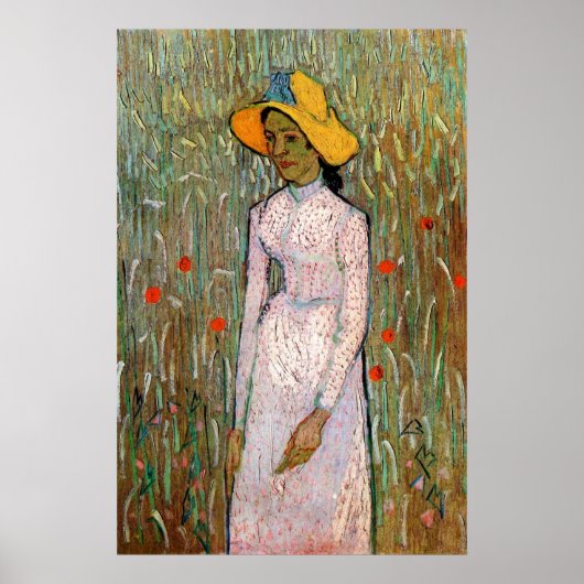 Young Girl Stehend bei Wheat Fields - van Gogh Poster (Vorne)
