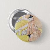 Young Girl Throws Goldfish in Pond-Buttons Button (Vorne & Hinten)