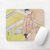 Young Girl Throws Goldfish in Pond mousepad (Mit Mouse)
