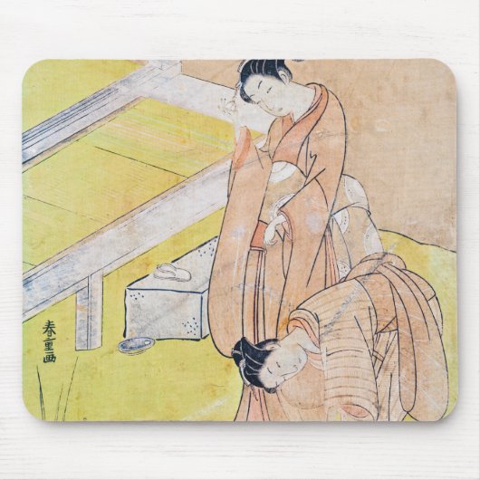 Young Girl Throws Goldfish in Pond mousepad (Vorne)