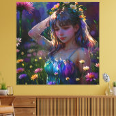 *~ Young Girl Wild Blume Field AP56 Leinwanddruck (Insitu (Wohnzimmer))