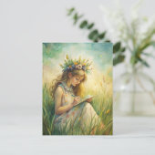 Young Girl Wildflowers Nature Inspired  Postkarte (Stehend Vorderseite)