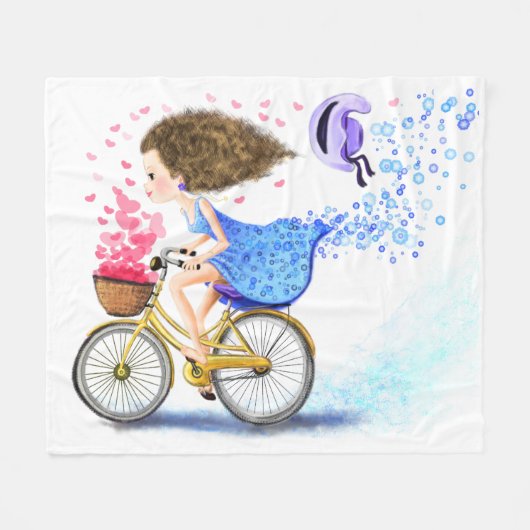 Young Girl, wir haben Bike Fleece Blanket Romantic (Vorderseite (Horizontal))