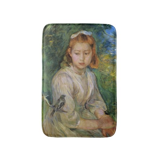 Young Girl With a Bird (von Berthe Morisot) Badematte (Vorderseite Vertikal)