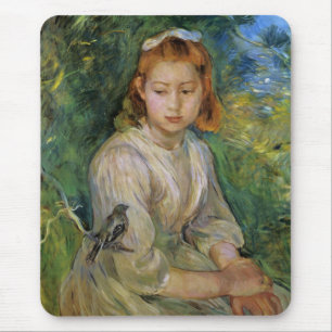 Young Girl With a Bird (von Berthe Morisot) Mousepad