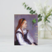 Young Girl with a Parrot, Berthe Morisot, Postkarte (Stehend Vorderseite)