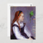 Young Girl with a Parrot, Berthe Morisot, Postkarte (Vorne/Hinten)
