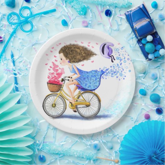 Young Girl with Bike Paper Tellers - Liebe Pappteller (Party)
