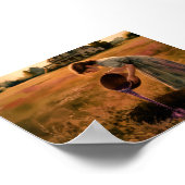 Young Girl with Bowl Poster Print Wall Art sunset (Ecke)