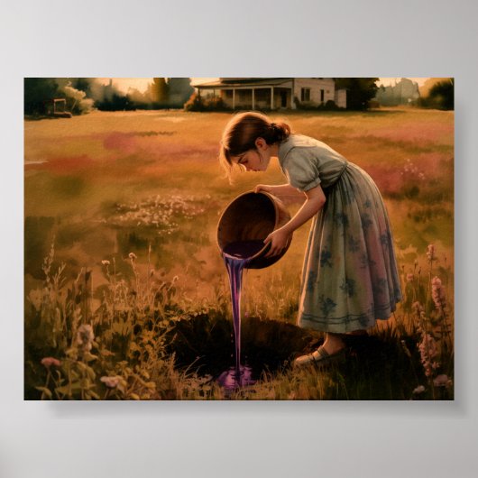 Young Girl with Bowl Poster Print Wall Art sunset (Vorne)