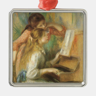 Young Girls at Piano by Pierre Renoir Silbernes Ornament