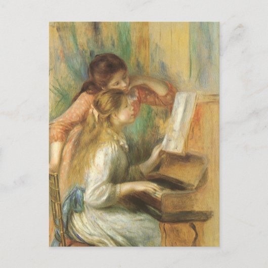Young Girls at Piano von Pierre Renoir Postkarte (Vorderseite)