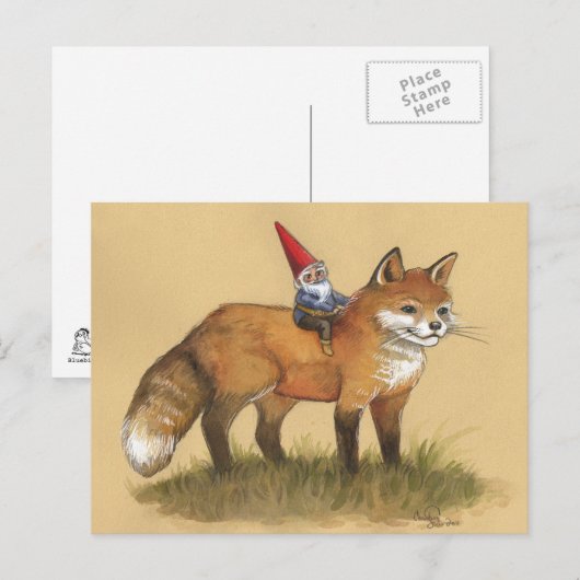 Young Gnome und Fox Postkarte (Vorne/Hinten)
