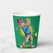 Young Golfer Birthday Swing Party Pappbecher (Rückseite)