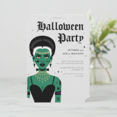 Young Goth Bride von Frankenstein Halloween-Party Einladung (Stehend Vorderseite)