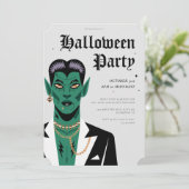 Young Goth Frankenstein Halloween-Party Einladung (Stehend Vorderseite)