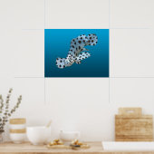 Young Grouper - glänzender blauer Hintergrund | Poster (Küche)