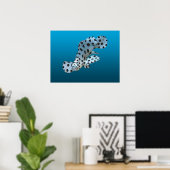 Young Grouper - glänzender blauer Hintergrund | Poster (Heimbüro)
