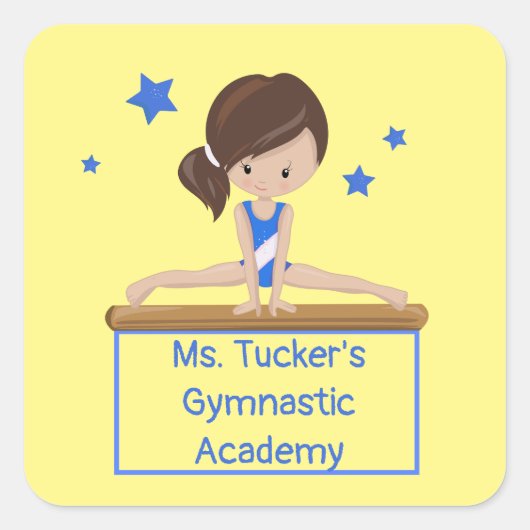 Young Gymnast Academy School Class Custom Square Quadratischer Aufkleber (Vorderseite)