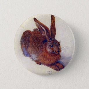 Young Hare by Albrecht Durer, Renaissance Fine Art Button