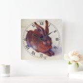 Young Hare by Albrecht Durer, Renaissance Fine Art Quadratische Wanduhr (Zuhause)