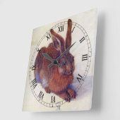 Young Hare by Albrecht Durer, Renaissance Fine Art Quadratische Wanduhr (Winkel)