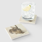 "Young Hare" von Albrecht Dürer Square Steinuntersetzer (Seitenansicht)