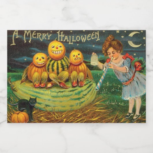 Young Hexe's Brew: Pumpkin Men on Magick Altar Lebensmitteletikett (Einzelnes Label)