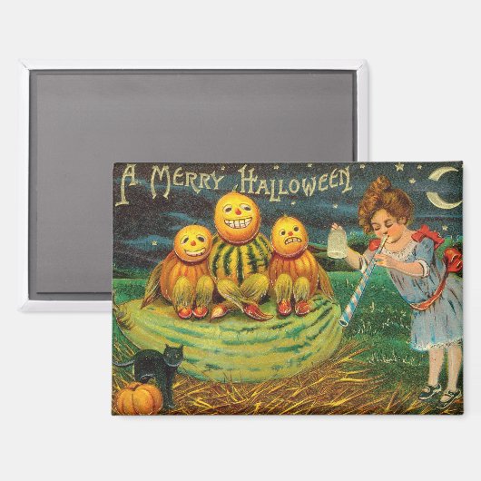 Young Hexe's Brew: Pumpkin Men on Magick Altar Magnet (Vorderseite/Rückseite)