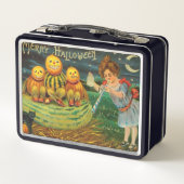 Young Hexe's Brew: Pumpkin Men on Magick Altar Metall Brotdose (Rückseite)