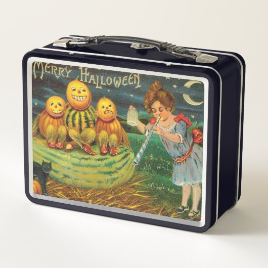 Young Hexe's Brew: Pumpkin Men on Magick Altar Metall Brotdose (Rückseite)