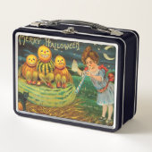 Young Hexe's Brew: Pumpkin Men on Magick Altar Metall Brotdose (Vorderseite)