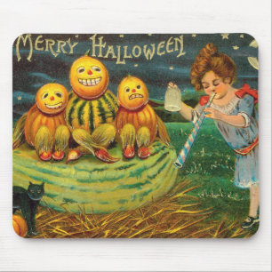 Young Hexe's Brew: Pumpkin Men on Magick Altar Mousepad