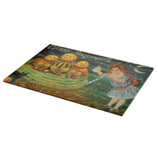 Young Hexe's Brew: Pumpkin Men on Magick Altar Schneidebrett (Ecke)