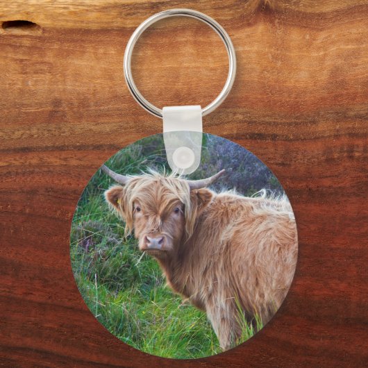 Young Highland Cow Keyring Schlüsselanhänger (Vorderseite)